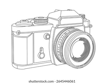 Retro Film Camera Line Art