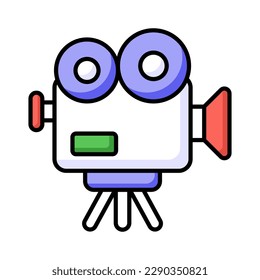 Retro film camera vector design in trendy style, professional video camera design