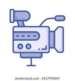 Retro film camera vector design in trendy style, professional video camera design