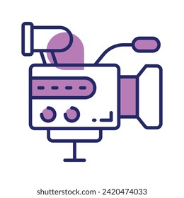 Retro film camera vector design in trendy style, professional video camera design