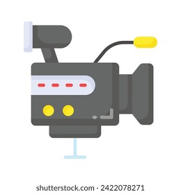 Retro film camera vector design in trendy style, professional video camera design