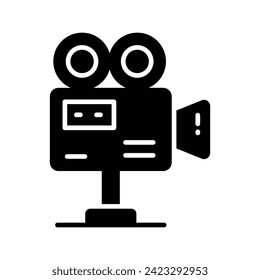 Retro film camera vector design in trendy style, professional video camera design