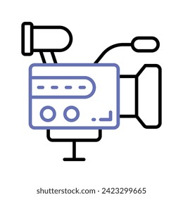Retro film camera vector design in trendy style, professional video camera design
