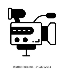 Retro film camera vector design in trendy style, professional video camera design