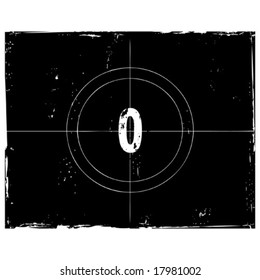 Retro film countdown vector illustration. Number 0 (see similar vectors in my profile)