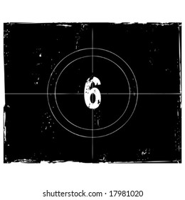 Retro film countdown vector illustration. Number 6 (see similar vectors in my profile)