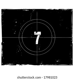 Retro film countdown vector illustration. Number 7 (see similar vectors in my profile)