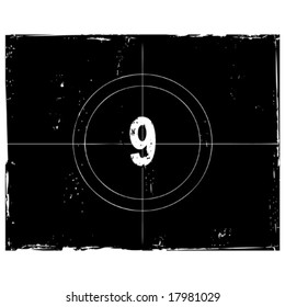 Retro film countdown vector illustration. Number 9 (see similar vectors in my profile)