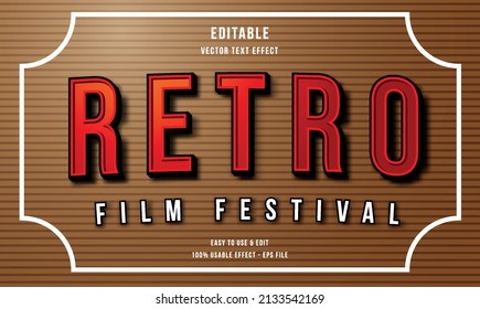 retro film festival editable text effect with modern and simple style, usable for logo or campaign title