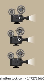 Retro Film Projector Cartoon Animation Vector Illustration