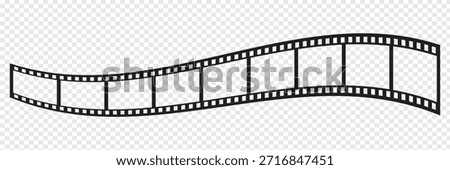Retro Film Strip Frames Collection with Straight and Curved Movie Strips in transparent background.