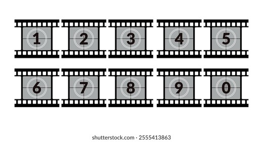 Retro filmstrip countdown cinema set