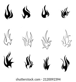 Retro fire doodle set, great design for any purposes. Smoke background. Abstract brush drawing. Background hand drawing. Vector graphic pattern. Hand drawn vector illustration. Business concept.