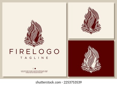 Retro-Brandlogo-Design. Logo der Feuergrube. Vintage-Feuerlogo.