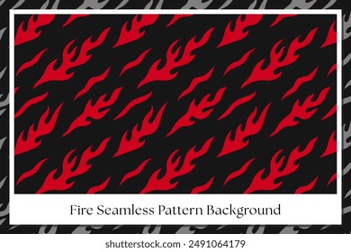 retro fire seamless pattern for print on textile, wrapping,banner, card. abstract fire pattern on black background. old school flaming pattern. groovy red flame seamless pattern