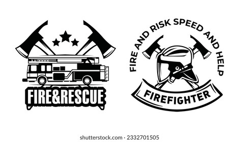 Retro firefighter logo bundle template. Firefighter rescue logo badge collection