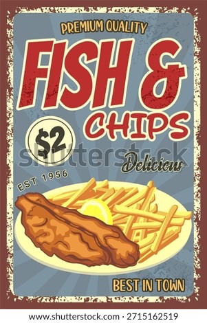 Retro Fish and Chips Meal Advertisement Poster