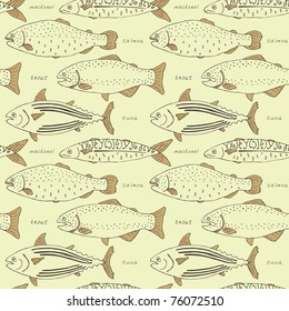 retro fish seamless background