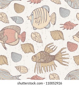 retro fish seamless pattern
