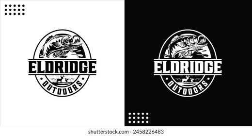 Retro Fishing Logo Fish Isolated Black And White Label-Fishing Logo Image, design inspiration, vector