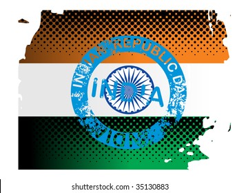 retro flag background with indian republic day stamp