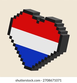 Retro  flag logo in isometric pixel vintage concept with simple shading