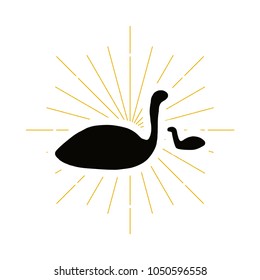 Retro flamingo silhouette icon. Tropics symbol. Exotic logo or icon. Vector