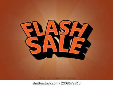 Retro flash sale text effect. Editable campaign title promotion template vector.