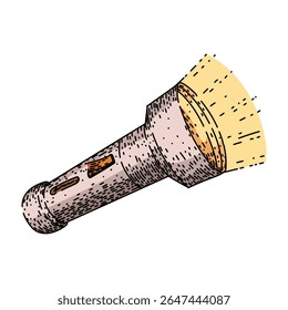 lanterna elétrica retro desenhado à mão. clássico colecionável, lanterna antiquada, lâmpada incandescente retro flashlight vetor esboço.