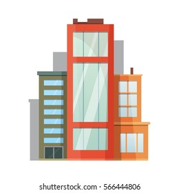 Retro Flat city House Icon. town building or private residential. modern apartment isolated