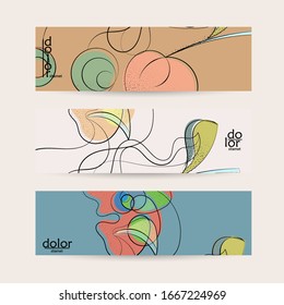 Retro flat colored organic food banner template. Hand drawn fruit line logo design. Cartoon calligraphic line vegetable with smooth curves grange textured.  Healthy eating web layout.