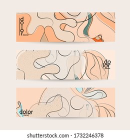 Retro flat colored organic food banner template. Hand drawn fruit line logo design. Cartoon calligraphic line vegetable with smooth curves grange textured.  Healthy eating web layout.