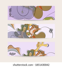 Retro flat colored organic food banner template. Hand drawn fruit line logo design. Cartoon calligraphic line vegetable with smooth curves grange textured.  Healthy eating web layout.