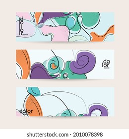 Retro flat colored organic food banner template. Hand drawn fruit line logo design. Cartoon calligraphic line vegetable with smooth curves grange textured.  Healthy eating web layout.