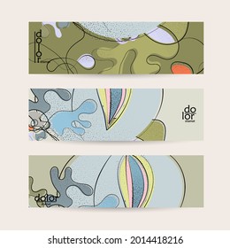 Retro flat colored organic food banner template. Hand drawn fruit line logo design. Cartoon calligraphic line vegetable with smooth curves grange textured.  Healthy eating web layout.