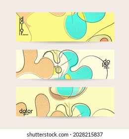 Retro flat colored organic food banner template. Hand drawn fruit line logo design. Cartoon calligraphic line vegetable with smooth curves grange textured.  Healthy eating web layout.