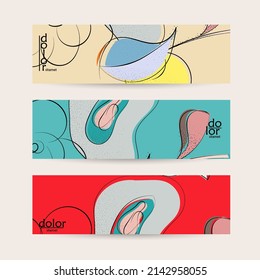 Retro flat colored organic food banner template. Hand drawn fruit line logo design. Cartoon calligraphic line vegetable with smooth curves grange textured.  Healthy eating web layout.