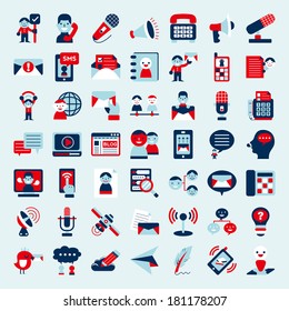 Retro flat communication icons set