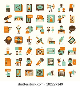 Retro flat communication icons set
