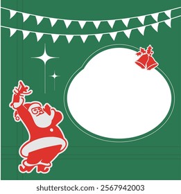 Retro flat decorate christmas card