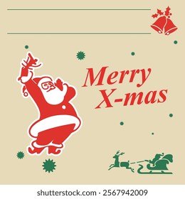 Retro flat decorate christmas card