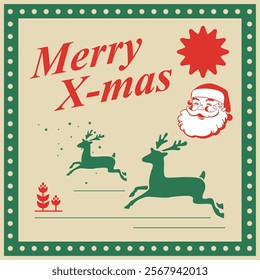 Retro flat decorate christmas card