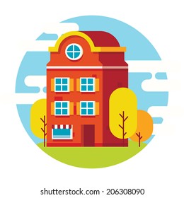 Retro Flat House Icons vector 1