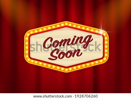 Retro flat illustration with coming soon light retro on light background. Vector illustration design. Magic concept.
