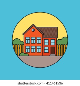 retro flat residential house icon. vector illustration