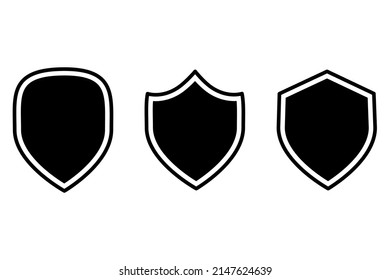 Conjunto plano retro con escudos negros. Plantilla de marco. Antiguo distintivo, etiqueta, plantilla de logotipo. Ilustración vectorial. imagen de stock. 