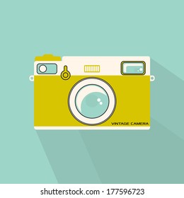 Retro flat style camera illustration in vintage colours. EPS10 vector format