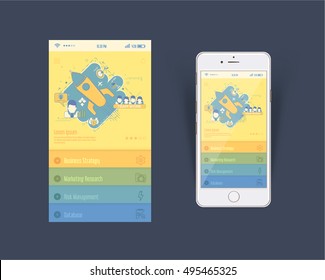Retro Flat Style Mobile Interface Design, Web or Application Template
