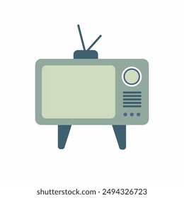 Televisión plana retro con antena aislada de fondo blanco. Ilustraciones televisivas para Anuncios o publicidad