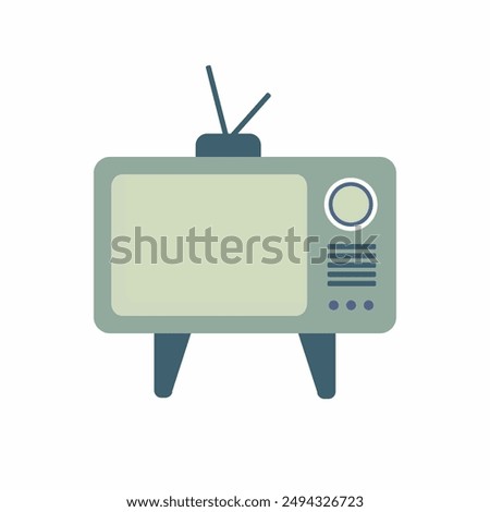 Retro flat television with antenna isolated white background. Television illustrations for banners or advertising